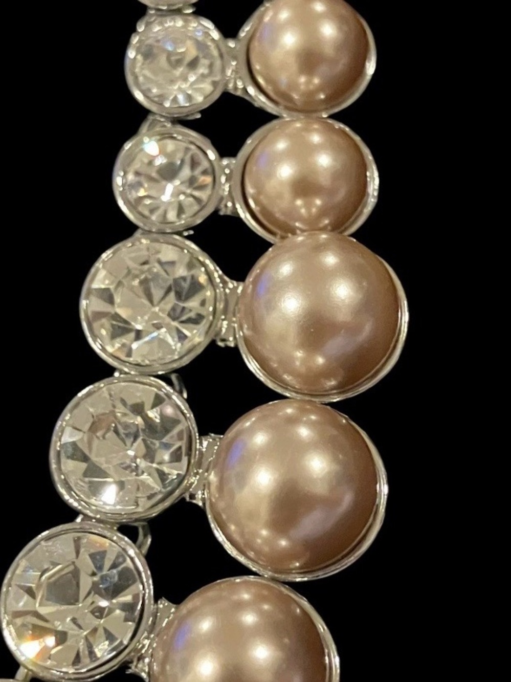 Banana Republic Gray Color Faux Pearl and Rhinestone Statement Necklace 18-20”